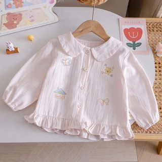 Bé Gái Hoạt Hình Hàn Quốc Áo Sơ Mi Mùa Thu Mới In Hình Dễ Thương Áo Sơ Mi Babydoll Bé Gái Thời T