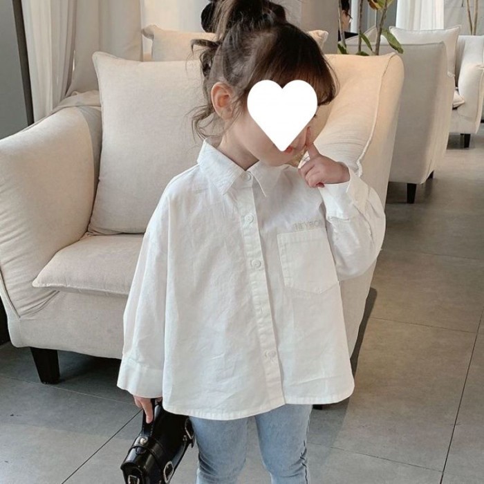 Nữ Quần Áo Mùa Xuân Mới Áo Sơ Mi Trắng Chữ Phong Cách Hàn Quốc Áo Sơ Mi Tay Dài Thời Trang Cho B