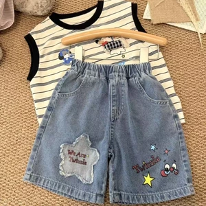 Mùa hè mới phong cách Hàn Quốc dành cho trẻ em phong cách hoạt hình cún con vest ngôi sao mỏn