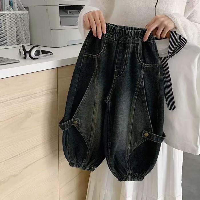 chiếc quần nhung một mảnh cho bé trai mùa thu đông quần jean trẻ em cỡ vừa và lớn quần legging r