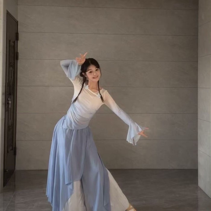 Khiêu vũ cổ điển gradient nhịp điệu cơ thể bướm kèn tay gạc thực hành quần áo khiêu vũ múa dân tộc
