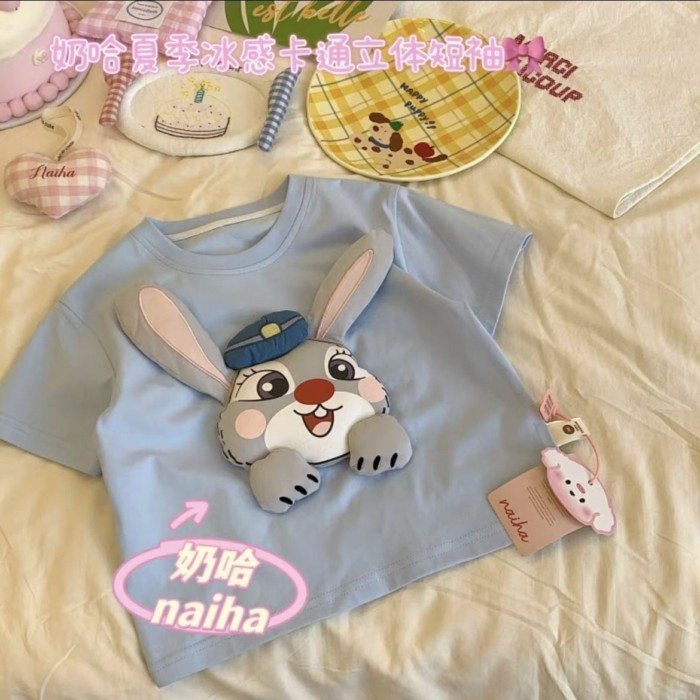 Búp bê ba chiều, áo phông ngắn tay cho trẻ em, quần áo mùa hè, áo dáng rộng mới phong cách ho