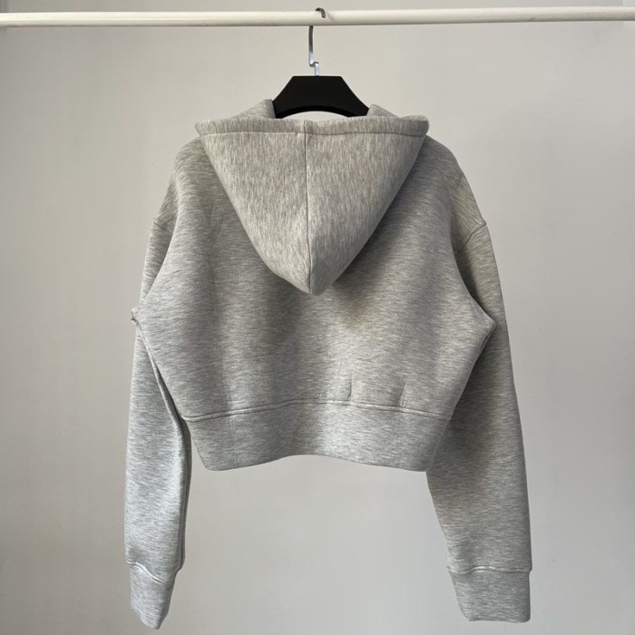 Áo nỉ trùm đầu rộng rãi cho nữ áo crop top thể thao xuân thu