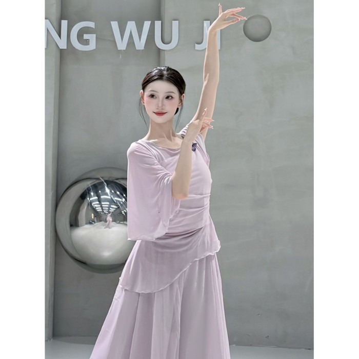 Khiêu vũ cổ điển thân gạc thanh lịch với tay áo bay, quần áo tập múa bướm, áo tập thể hình nhảy hiệ
