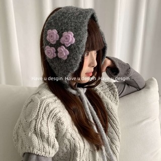 Móc Tai Ba Chiều Hoa Ren Thiết Kế Hàn Quốc, Handmade - Phù Hợp Cho Mùa Đông, Đi Xe Đạp Ngoài Trời Chống Lạnh