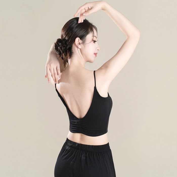 Áo yếm hở lưng dành cho vũ công khiêu vũ bên trong quần áo tập múa ba lê cổ điển có miếng đệm ngực