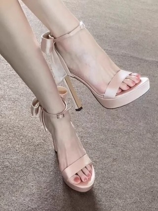 Dép sandal thắt nơ phong cách Trung Quốc mới, giày cao gót quai ngang cổ tích xinh đẹp một ch