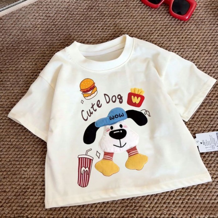 Phim hoạt hình mùa hè ngắn tay búp bê cún con dễ thương phong cách mới dành cho bé trai và bé