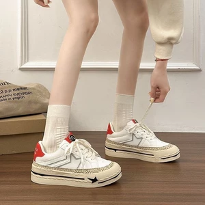mùa xuân mới phong cách Hồng Kông giản dị và đa năng của Mỹ giày thể thao đế dày màu trắng cổ