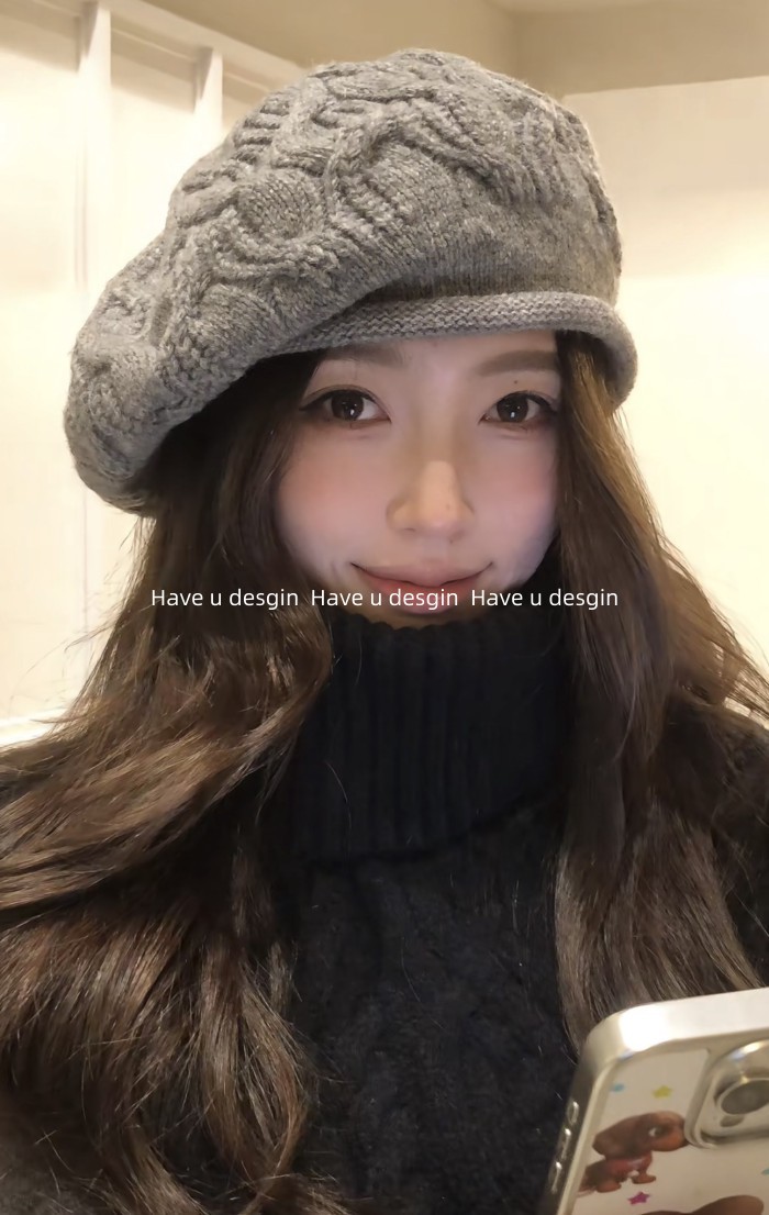 Mũ beret len màu trơn cho nữ, style Hàn Quốc, phù hợp mùa thu đông
