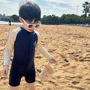 Áo tắm bé trai mới Áo tắm một mảnh hoạt hình dễ thương cho bé trai Áo tắm khô nhanh Đồ bơi đi