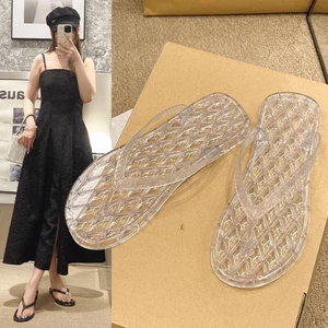 Dép xỏ ngón pha lê trong suốt phiên bản Hàn Quốc, dép xỏ ngón chống trượt thời trang nữ thạch,