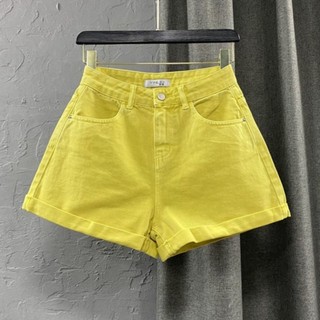 Quần short denim Hàn Quốc mùa hè mới giảm béo nổi tiếng trên mạng cô gái xoăn đa năng màu trá
