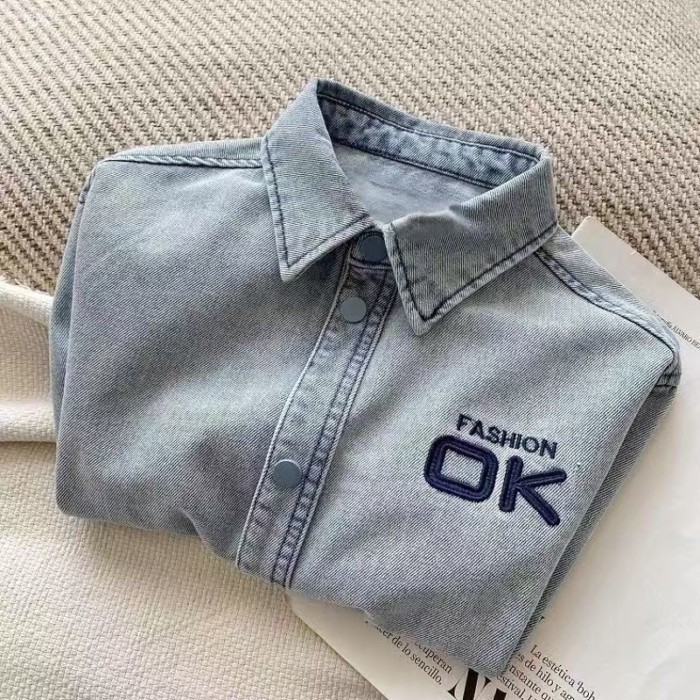Quần Áo Trẻ Em Áo Khoác Bé Trai Xuân Thu Phong Cách Mới Bé Trai Denim Dài Tay Áo Top Siêu Mềm