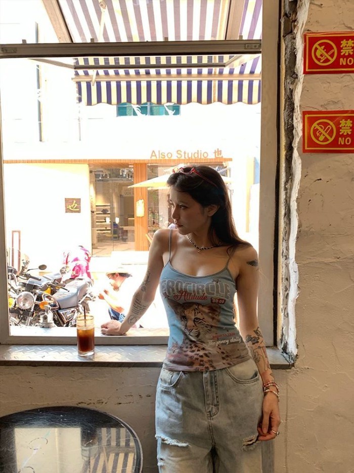 Áo yếm in họa tiết động vật đường phố phong cách retro Mỹ mùa hè mới cho nữ hot girl ngắn dán