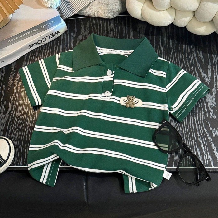 Áo thun POLO sọc mới mùa hè cho bé trai và bé gái
