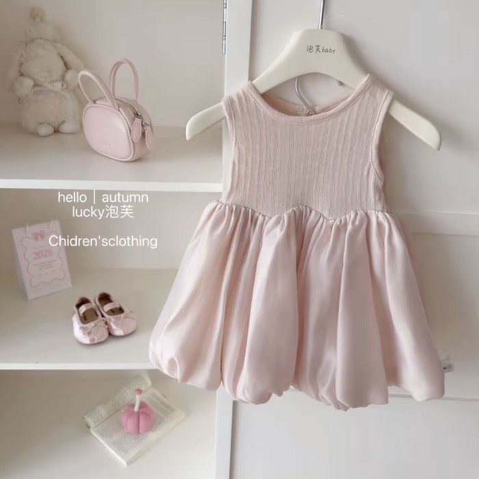 cô gái váy nụ hoa hàn quốc nơ dễ thương tiệc sinh nhật đầu tiên váy công chúa