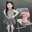 Bộ Đồ Bé Gái Mùa Hè Mới Áo Nơ Trẻ Em Top Bé Phong Cách Váy Kẻ Sọc Bộ 2 Món