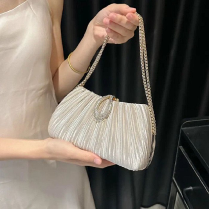 phong cách mới xếp ly dự tiệc túi ăn tối đầm nữ đám cưới túi sườn xám kim cương túi xách nữ đ