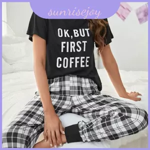 Phong cách đường phố sang trọng Ok But Áo thun cà phê đầu tiên màu trắng xám đen cho trang phục thường ngày