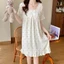 Yunduo Cotton Short-sleeved Nightgown With Breast Pads For Girls Summer Thin Sweet Loose Pajamas