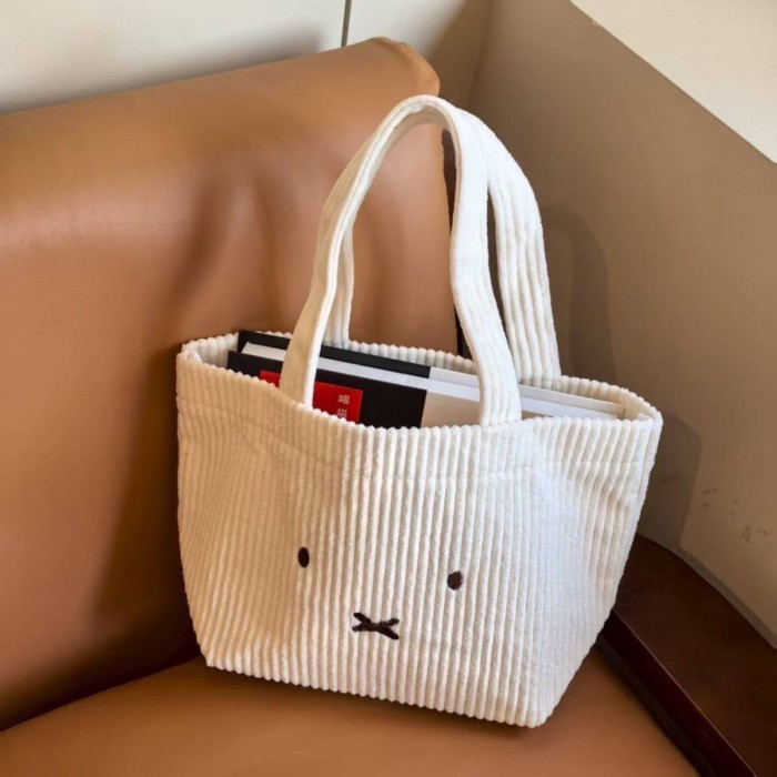 Túi xách nhung thêu hình thỏ Miffy đi làm, túi xách dung tích lớn, đa năng, đẹp mắt, di động d