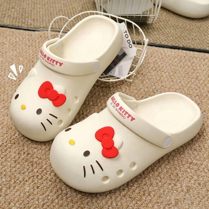 Hoạt Hình Dễ Thương Mèo Kt Bao Đầu Croc Giày Nữ Nhà Mặc Ngoài Trời Thoáng Khí, Thoải Mái Và Đ