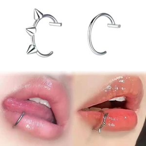 chéo lip kẹp tai kép không đục lỗ môi vòng không lỗ niche thiết kế cao cấp hot girl môi trang