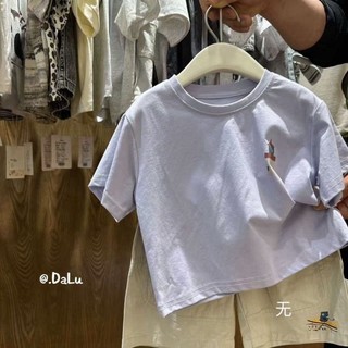 Trẻ em mùa hè phong cách Hàn Quốc áo thun cotton ngắn tay dáng rộng đơn giản dành cho trẻ em kiểu d