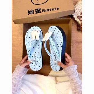 Playful, Cute, Energetic And Age-reducing Girls Heart Bunny Plywood Slippers For Womens Summer