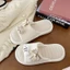 Mùa Xuân Thu Hoạt Hình Cặp Đôi Dép Lanh Nơ Trong Nhà Đế Dày Chống Trơn Trượt Nhà Nhà Cotton Và V
