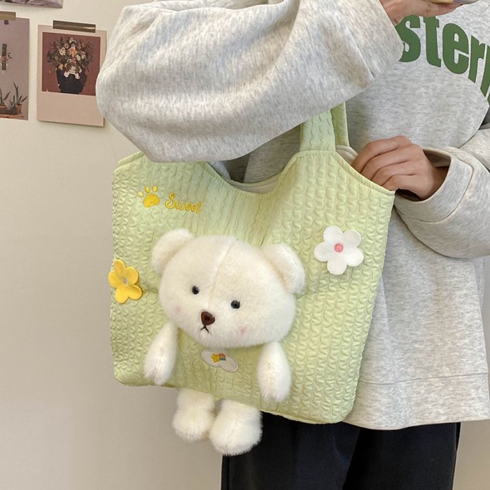 New Ins Cute Plush Doll Bear Plush Toy Shoulder Handbag Winter Versatile Gift For Girls Cute
