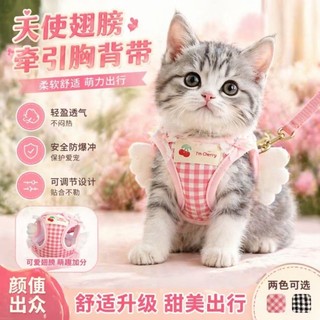 [Hàng có sẵn] Bộ dây xích lưng ngực dễ thương thoáng khí mát mùa hè cho mèo 1-9kg