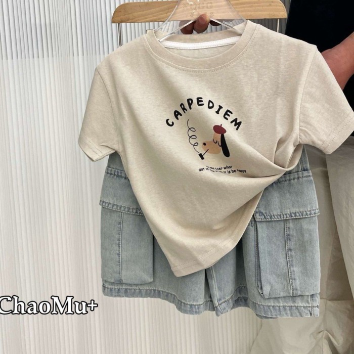 Children's Summer Korean Style Pure Cotton Short-sleeved Loose T-shirt Half-sleeved Loose Car