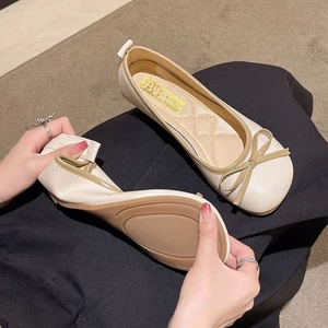 giày đơn nữ mũi nông màu đen, đế mềm gân, giày lười chống trượt, giày khiêu vũ, giày mẹ, giày