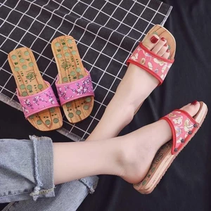 Guốc Mùa Hè Giày Massage Phòng Tắm Giày Gỗ Chống Trơn Trượt Nữ Đáy Bằng Dép Gỗ Thoáng Mát