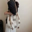 Túi Dệt Kim Mùa Thu Đông Mới Bãi Biển Rỗng Kỳ Nghỉ Retro Dệt Kim 1 Vai Dung Tích Lớn Tote Thư