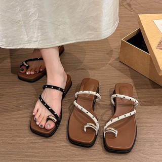 Popular Slippers For Women For Summer Outer Wear, New French Sandals, High-end Style With Ski