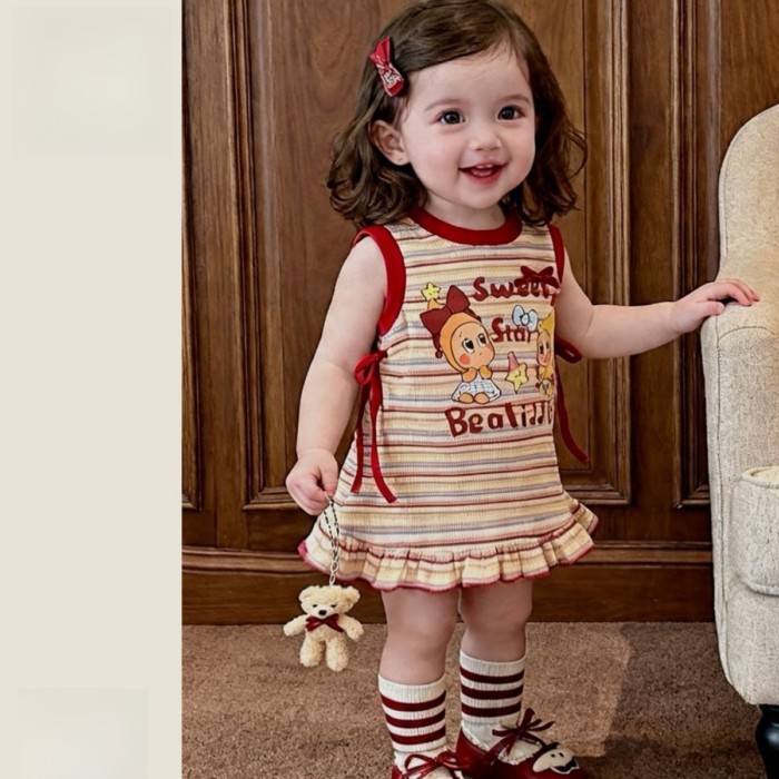 Bé Gái Mẫu Giáo Váy Đầm Mùa Hè Mới Cô Bé Bé Tank Top Váy Thời Trang Váy Dễ Thương