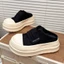 Dép nửa ngón chân bằng vải Velcro đế dày đế dày dành cho nữ, giày lười mũi rộng thông thường