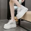 Giày Trắng Cho Nữ Mùa Hè Mỏng Đính Hạt Cườm Ren Đế Dày 8Cm Tăng Chiều Cao Giày Đế Giày Thể Thao Thô
