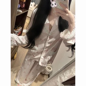 Công Chúa phong cách hoạt hình dễ thương chấm bi Bộ đồ ngủ dành cho nữ mùa xuân và mùa thu băng