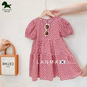 Đầm Bé Gái Thời Trang Cổ Tròn Tay Ngắn Váy Cotton Công Chúa Cho Bé Gái