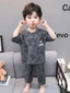 Bé Trai Mùa Hè Băng Lụa Bộ Đồ Ngủ Mỏng Trẻ Em Ở Nhà Bộ Quần Áo Bé Trai Bé Hoạt Hình Dễ Thương Ta