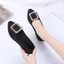 Giày đế bệt nữ phiên bản mới Hàn Quốc khóa vuông mùa xuân đính đá, giày nữ một chân đế phẳng nh