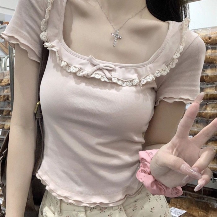 mối nối ngọt ngào và cay nồng phong cách mùa hè Phong cách Hàn Quốc thuần khiết khao khát cổ vuô