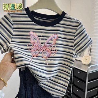 Áo thun nữ ngắn tay ngọt ngào và dễ thương dành cho nữ, chất liệu cotton nguyên chất dày dặn mềm mạ