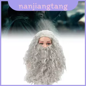 Bộ tóc giả và râu phù thủy màu xám đa năng cho các bữa tiệc và Cosplay Halloween