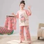 bộ đồ ngủ bé gái phong cách mùa hè quần ngắn tay trẻ em trẻ em lớn bé gái phong cách hoạt hình q