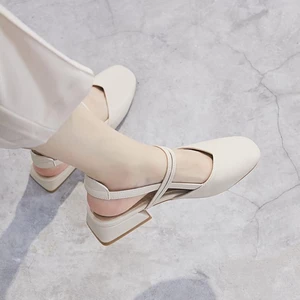 Giày Sandal Bao Đầu Nữ Mùa Hè Giữa Gót Phong Cách Hàn Quốc Đa Năng Sinh Viên Cổ Tích Phong Cá